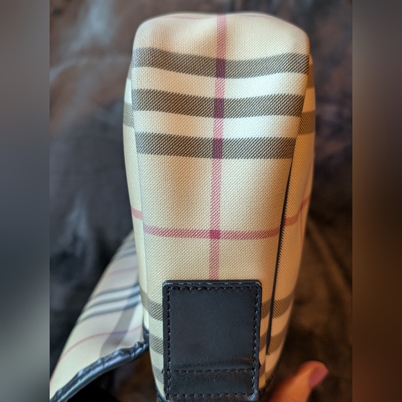 Burberry Prince of Gale Checkered Bag Canvas & Black Leather Trim Excellent! - Picture 7 of 17